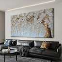 Suconvng Canvas Art Wall Decor Print Paintings Flower White Tree Wall Art Prints Decor Ready To Hang Picture For Bedroom Bathroom And Office Kitchen Home Artwork 20"×40"
