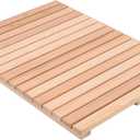 bingaai Cedar Wood Shower Mat, Cedar Wooden Bath Mats, Wood Bath Mat 31.5  23.6 in, Shower Stall Mat Non-Slip for Bathroom Bathtub Spa Sauna Garden Home, Wooden Floor Mat Large for Indoor and Outdoor