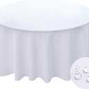 BYDOLL Table Cloth Round 60 Inch Tablecloth Fits Max50 Inch Diameter Top,White Washable Outdoor Winkle and Stain Resistant Spillproof Polyester Tablecloths for Round Tables Party Cover