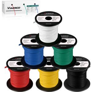 14 Gauge Wire 600FT, 14 AWG Auto 100ft Each Spool, 6 Colors Copper Clad Aluminium Low Voltage Electrical, Hookup Wire Kit for Breadboard/Automotive/DIY/Battery