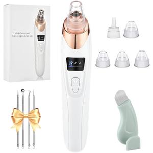 2026 Pore Vacuum, USB Rechargeable Blackhead Remover Vacuum, 3 Levels Adjustable Pore Vacuum Blackhead Remover, with 5 Suction Power, 6 Probes, Face Vacuum Pore Cleanser for Women & Men, White