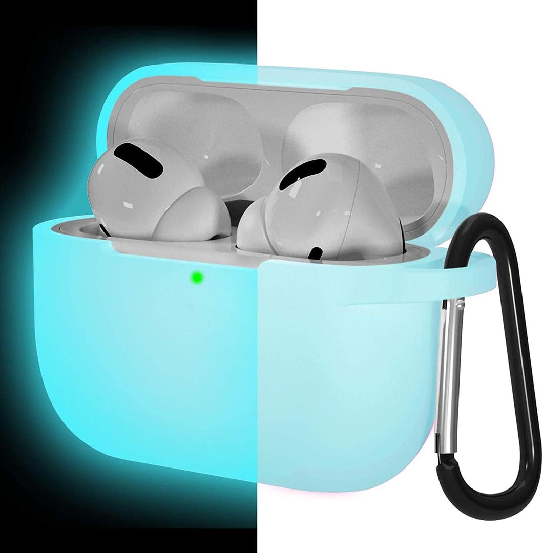 Lerobo Compatible with AirPods Pro Case Cover,Pretty Night Glow Silicone Case Cover Compatible with Apple AirPods Pro 2nd Gen with Keychain, Front LED Visible, Nightglow Blue