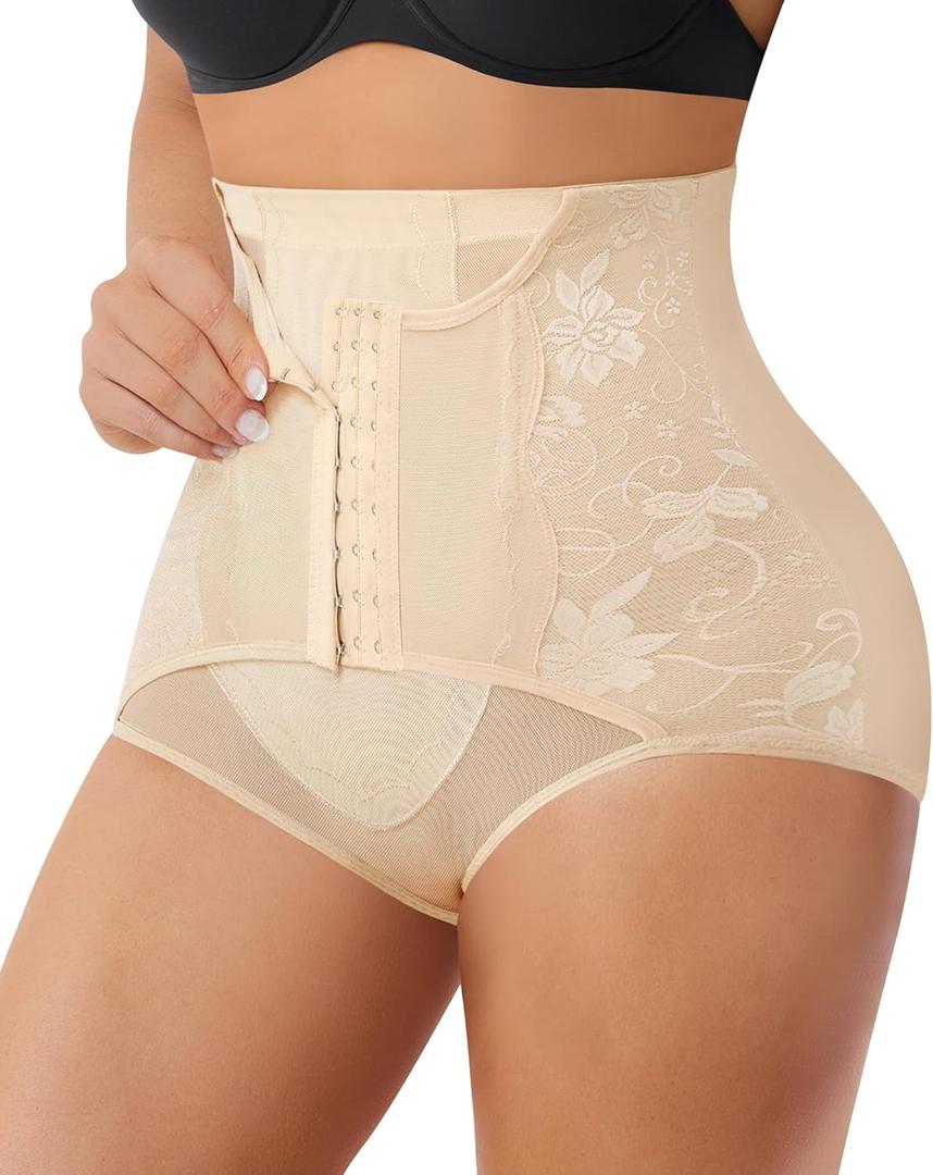 KUMAYES Plus Size Tummy Control Panties for Women High Waisted Butt Lifter Shapewear Girdle Panty Shaping Underwear (Large, Beige)