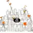 Arme Glass Bud Vase Set of 32 PcsSmall Glass Vases for FlowersClear Bud Vases in BulkVintage Vases for CenterpiecesSmall Glass Bud Vase for Rustic Wedding DecorationsHome Table Flower Dcor