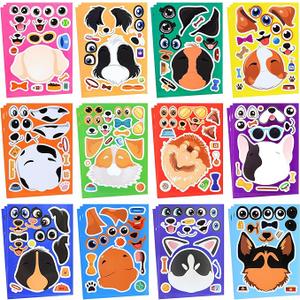 24 Pcs Dog Make A Face Stickers for Kids - Make Your Own Sticker Sheets - Kids Party Favor Supplies Craft Gifts - Boys Girls Party Activities