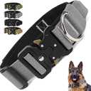 Tactical Dog Collar with Handle - Heavy Duty Military Thick Dog Collar for Large Dogs with Quick Release Metal Buckle, Adjustable & Comfortable 1.8" Wide Dog Collar (Gray, XL (19-23"))