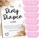 Roowest 51 Pcs Dirty Diaper Baby Shower Games Funny Wooden Sign with 50 Pcs Mini Diapers Cute Felt for Gender Reveal Party Baby Shower(Boho Pink)
