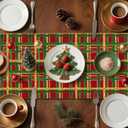 3 x Artscope Buffalo Plaid Christmas Table Runner, Xmas Winter Holiday Kitchen Dining Table Decoration for Christmas Home Party Decor 13x60 Inch-Red
