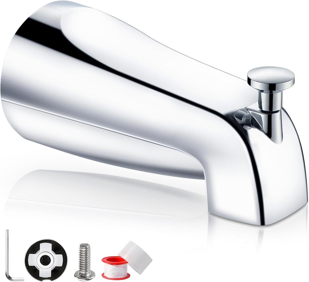 Bathtub Faucet Easy to Install Tub Spout with Diverter,American Standard Tub Faucet Replacement Fits 1/2" Copper Water Tube(5/8" Diameter) with Hex Wrench Chrome Finish