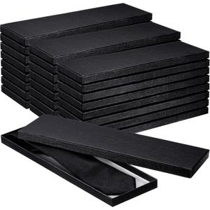 Shinylin 24 Pcs Gift Wrap Tie Boxes Valentines Men Women Sock Scarves Gifts Boxes with Lids 14 x 4.3 x 0.75'' Bulk Cardboard Paper Gift Box for Valentines Birthday Wedding Engagement (Black)
