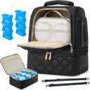 RAINSMORE Wearable Breast Pump Bag, Willow/Eufy/Elvie/Spectra/Medela/Momcozy M5/S12 Pro, Breast Milk Cooler Travel Bag with Cooler Compartment & Ice Pack, Black