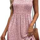 WIHOLL Women's Summer Dress 2025 A-Line Sleeveless Casual Sundress with Pockets Floral/Solid Size M