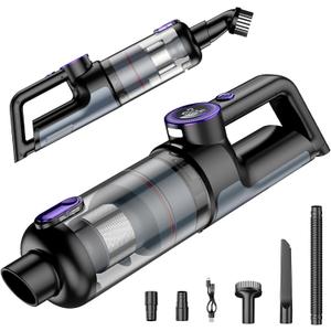 Car Vacuum Portable Cordless, 18000Pa 2 in 1 Cleaner&Air Duster, 130W Brushless Motor Handheld Vacuum Cordless with 7800mAh Battery, LED Light, Multi-Nozzles for Car, Home, Office