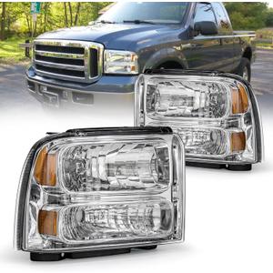 AS Headlight Assembly Compatible with 2005 2006 2007 05 06 07 Ford F250 F350 F450 F550 Headlamp Passenger & Driver Side, Chorme Housing with Amber Reflector AS Headlight Assembly Compatible with 2005 2006 2007 05 06 07 Ford F250 F350 F450 F550 Headlamp Passenger & Driver Side, Chorme Housing with Amber Reflector
