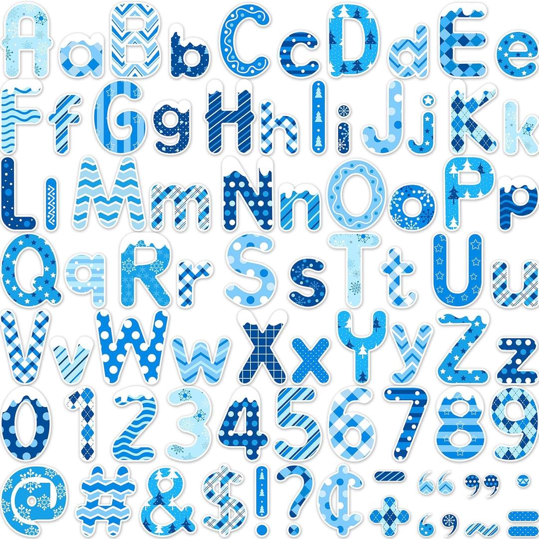 Faccito 231 Pcs Christmas Bulletin Board Decoration Winter Letters Cutouts Combo Set Bulletin Board Alphabet Letters and Number Accents for Xmas Winter Home School Classroom Chalkboard Decor(Winter)