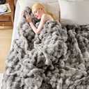 NORD ECO Luxury 1000GSM Faux Rabbit Fur Throw Blanket, Super Heavy Warm Cozy Blankets for Couch Bed Sofa, Bubble Plush Fuzzy Elegant Soft Reversible Mink Blanket for Living Room Bedroom, Tie-dye Grey, Standard