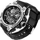 AIMES Men's Watches Outdoor Sports Waterproof Military Watch Tactical Digital Analog Wrist Watch Date Multi Function Led Large Face Alarm Stopwatch for Man