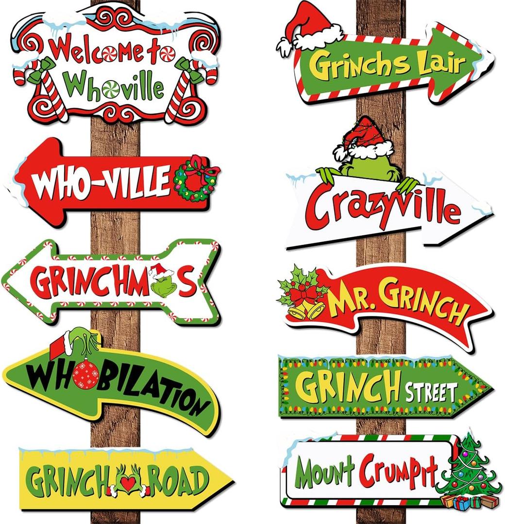 20Pcs Christmas Decoration Greenchmas Yard Sign Greenchmas Outdoor Christmas Photo Proops Greench Arrow Yard Sign Outdoor for Xmas Party Supplies