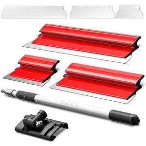 Ceeintee Drywall Skimming Blade Set, Stainless Steel 10", 16", 24" Skimming Blade Withe 28"-62" Extension Handle Pole, Professional Drywall Skimming Tools for Smoothing Wall-Board and Ceiling