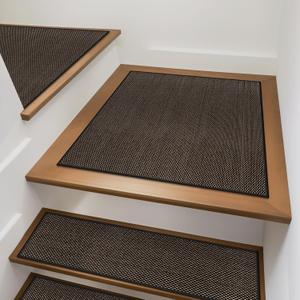 OJIA Non-Slip Stair Treads Matching Mat for Wooden Steps, Square Rubber Backing Anti-Slip Stair Carpet Landing Mat Stair Rugs 30x30 inch, Black
