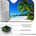 Tropical Beach Windshield Sun Shade Palm Tree Green Blue Sky and Blue Water Front Window UV Block Sun Shade Visor Protector Universal Fit for Sedan SUV Truck All Vehicles 55x30 inch