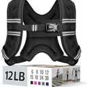 Weighted Vest for Women & Men with Reflective Stripe and Adjustable Buckle, Comfortable & Durable Rucking Vest for Walking, Running & Strength Training (12 lb, Black)