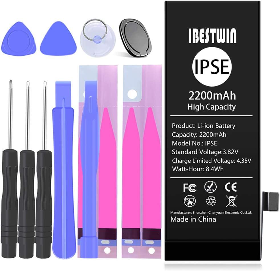 Battery for IP SE, 2200mAh High Capacity Battery Replacement Kit with Full Remove Tool Kit and Instruction (Only for IP SE 1st Gen 2016 Version)