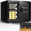 DAYI Safe Box, 1.4 Cubic Feet Home Safe with Fireproof Waterproof Bag, Security Safe Box for Money Cash Valuables, Digital Electronic Keypad, Dual Alarm System, Removable Shelf - D-35