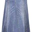 ebossy Women's High Rise Distressed Wash Denim Skirt A Line Swing Maxi Long Jean Skirts Small