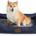 Tidore Orthopedic Dog Bed Medium Size Dogs, Durable Egg Crate Foam Sofa Pet Bed with Washable Removable Cover, Waterproof Lining, Dog Bed for Medium Dogs, Navy, 26.4"