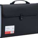 Legal Size 13 Pocket Accordian File Organizer Expanding File Folder for FC A4 Paper, Briefcase File Case with Durable Handle & Buckle Closure for School Home & Business (Black-2)