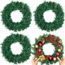 4 Pcs Christmas Wreath 10 Inch Green Artificial Wreaths DIY Faux Plain Wreaths Front Door Green Farmhouse Cabinets Wreath Indoor Outdoor Wall Decor(Fresh)