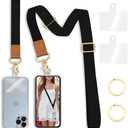 Yonlevres Phone Lanyard Crossbody Wrist Strap, Black Cell Phone Lanyards for around the Neck Wristlet Adjustable Strap for Keys Case ID Badges Accessories