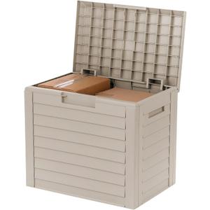 IRIS USA 35-Gallon Outdoor Deck Delivery Storage Box, Lockable & UV-Protected, Weather-Resistant Patio Storage for Cushions, Garden Tools & Packages, Waterproof Resin, Durable & Stylish Design - Beige