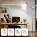 Remote Floor Lamp for Living Room and Bedroom - Modern Tall Standing Lamps with Led Blub and Dimmable Light - Gold Arc Stand Lights with Shade for Home Decor, Office, Reading and Corner