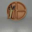 Silicone Baby Feeding Set, 2 Pack Divided Suction Plates for Baby, 2 Pack Spoons and Forks Set Baby Eating Essentials, Feeding Supplies for Toddler Utensils, BPA Free (Pink)