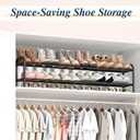 ENJOYBASICS 2 Tier Expandable Shoe Rack for Closet, Free Standing Metal Shoe Shelf Storage Organizer Holder 12 Pairs, Adjustable Width Shoe Rack for Entryway Small Space, Black