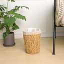 WLLHYF Wicker Waste Basket, Handwoven Water Hyacinth Trash Can Small Bathroom Trash Can Boho Woven Decorative Office Garbage Cans for Bedroom Bathroom Kitchen Living Room
