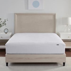 Serta Power Chill Cooling Twin Mattress Pad, Elastic Fitted Mattress Protector, Soft and Breathable Pillow Top Cover, 18" Deep Pockets for Secure Fit, Machine Washable, White