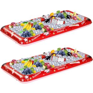 Treela 2 Pack Graduation Inflatable Cooler Graduation Party Drink Cooler Grad Serving Ice Bar Buffet Cooler for 2025 Congrats Grad Ice Serving Beverage Pool Picnic Summer Party Supplies(Red)