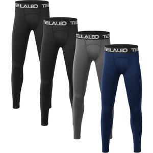 TELALEO 1/2/3/4 Pack Boys' Youth Compression Leggings Pants Tights Athletic Base Layer for Running Hockey Basketball Size Large