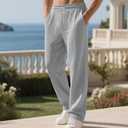 Mens Striped Sweatpants Baggy Wide Leg Casual Pants Loose fit with Elastic Waist and Pockets Light Gray (Gray, S)