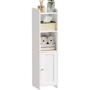 BEWISHOME Bathroom Storage Cabinet, Small Storage Cabinet with Two Adjustable Shelves, Narrow Storage for Small Spaces, White, 7.9" D x 7.9" W x 31.5" H, YYG06W