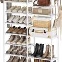 WOWLIVE 9 Tiers White Shoe Rack for Closet Shoe Rack Storage Organizer for Entryway 30-35 Pairs Stackable Shoe Shelf for Front Entrance Metal Pipes with Plastic Connectors