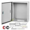 Steel Electrical Junction Box, 20 x 16 x 10 Waterproof & Dustproof Electrical Enclosure, Outdoor & Indoor Universal Project Box with Lock & Mounting Plate (Grey)