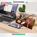 Magnetic Cord Holder Solid Wood Bigger Cable Organizer with 10pcs Magnet Clips for Charger Management on Desktop, Nightstand, or Side Table (Walnut)