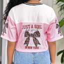 RoseSeek Girl's Jersey Shirts Number Graphic Tees Half Sleeve Hip Hop Y2k Crop Tops Football Jersey (White)