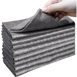 XANGNIER Thickened Magic Cleaning Cloth,8 Pcs Lint Free Cloth,Reusable Microfiber Cleaning Rag for Windows,Mirror,Glass,Car,Gray