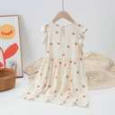 Girls Summer Ruffle Sleeve Floral Dresses Smocked Flowy A-Line Cotton Sundresses for Girl Casual Boho Dress 4-12 Y