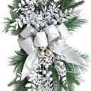 Christmas Swags Staircase Decoration Hanging Stair Teardrop Swag Garlands(Silver)